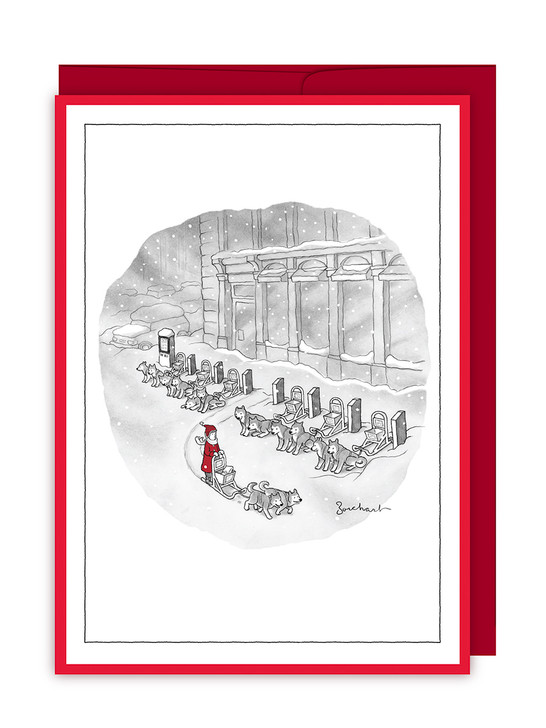 Woman Rents A Dog Sled | New Yorker Christmas Cartoon Card