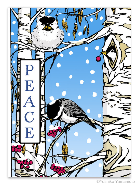 Chickadees in the Snow - Christmas Card - NLSX31