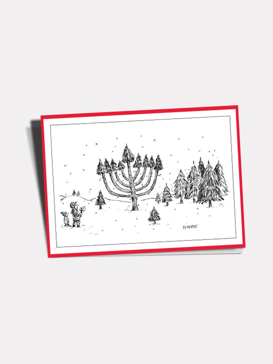 Menorah Christmas Tree | New Yorker Christmas Cartoon Card