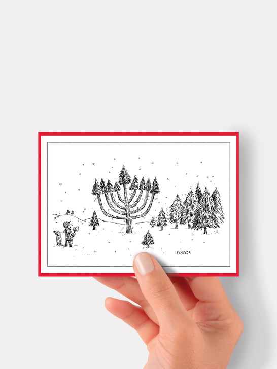 Menorah Christmas Tree | New Yorker Christmas Cartoon Card