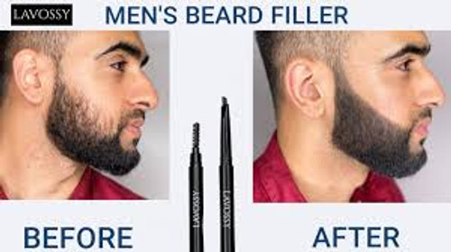 Beard Pen Filler,Fast Camouflage Natural Hair Grower Waterproof Beard Pencil with Brush Kit for Mens (Black