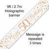 SPARKLING FIZZ  ROSE GOLD  FOIL BANNER 60TH BIRTHDAY