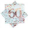 SPARKLING FIZZ ROSE GOLD 60TH BIRTHDAY NAPKINS PACK 16  Code 635814