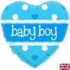 210704 BABY BOY BLUE HEART 45CM FOIL BALLOON