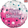 210711 HAPPY BIRTHDAY PINK GLITTER BALL 45CM FOIL BALLOON