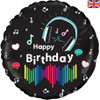 OT229769 MUSIC MEDIA HAPPY BIRTHDAY HOLO 45CM FOIL BALLOON