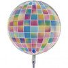 G74008 GLOBE 4D STROBO 15INCH/38CM FOIL BALLOON. INC HELIUM & RIBBON