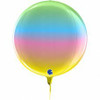 G74006 GLOBE 4D RAINBOW 11''INCH/38CM FOIL BALLOON. INC HELIUM & RIBBON