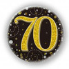 70TH SPARKLING FIZZ BLACK & GOLD BADGE 75MM