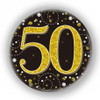 50TH SPARKLING FIZZ BLACK & GOLD BADGE 75MM