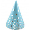 CONE HATS 150MM BLUE/SILVER WITH SILVER FOIL DOTS