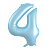 213864 NUMERAL PASTEL BLUE 4 FOIL BALLOON 87CM/34" HELIUM INFLATED, RIBBON AND WEIGHT