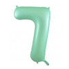 213887 NUMERAL PASTEL GREEN 7 FOIL BALLOON 87CM/34" HELIUM INFLATED, RIBBON AND WEIGHT