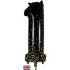 OT606913 NUMERAL SPARKLING FIZZ BLACK GOLD 1 FOIL BALLOON 87CM/34". HELIUM INFLATED, RIBBON AND WEIGHT