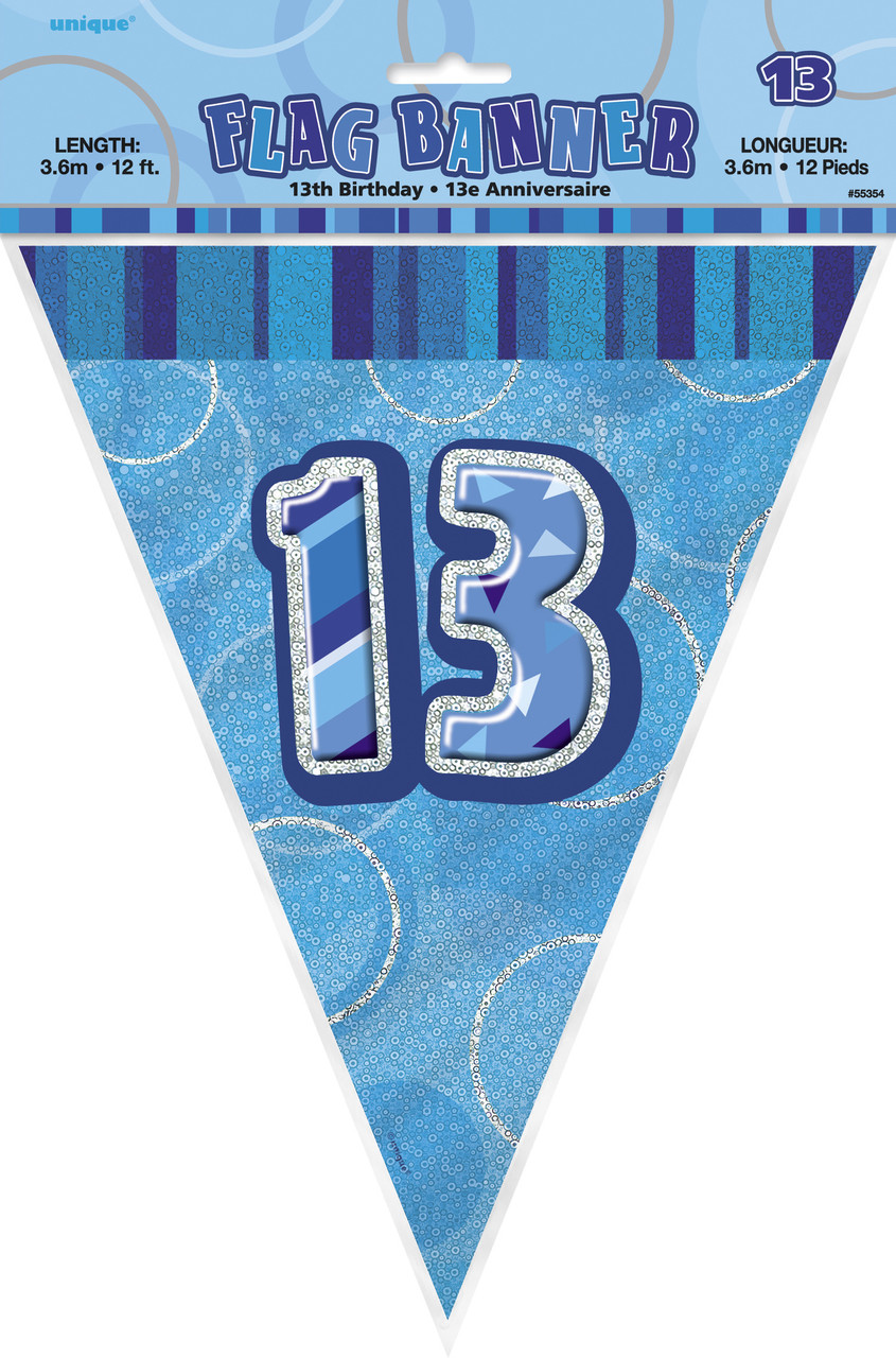 GLITZ BLUE  13th FLAG BANNER 3.65m (12') Code 55354