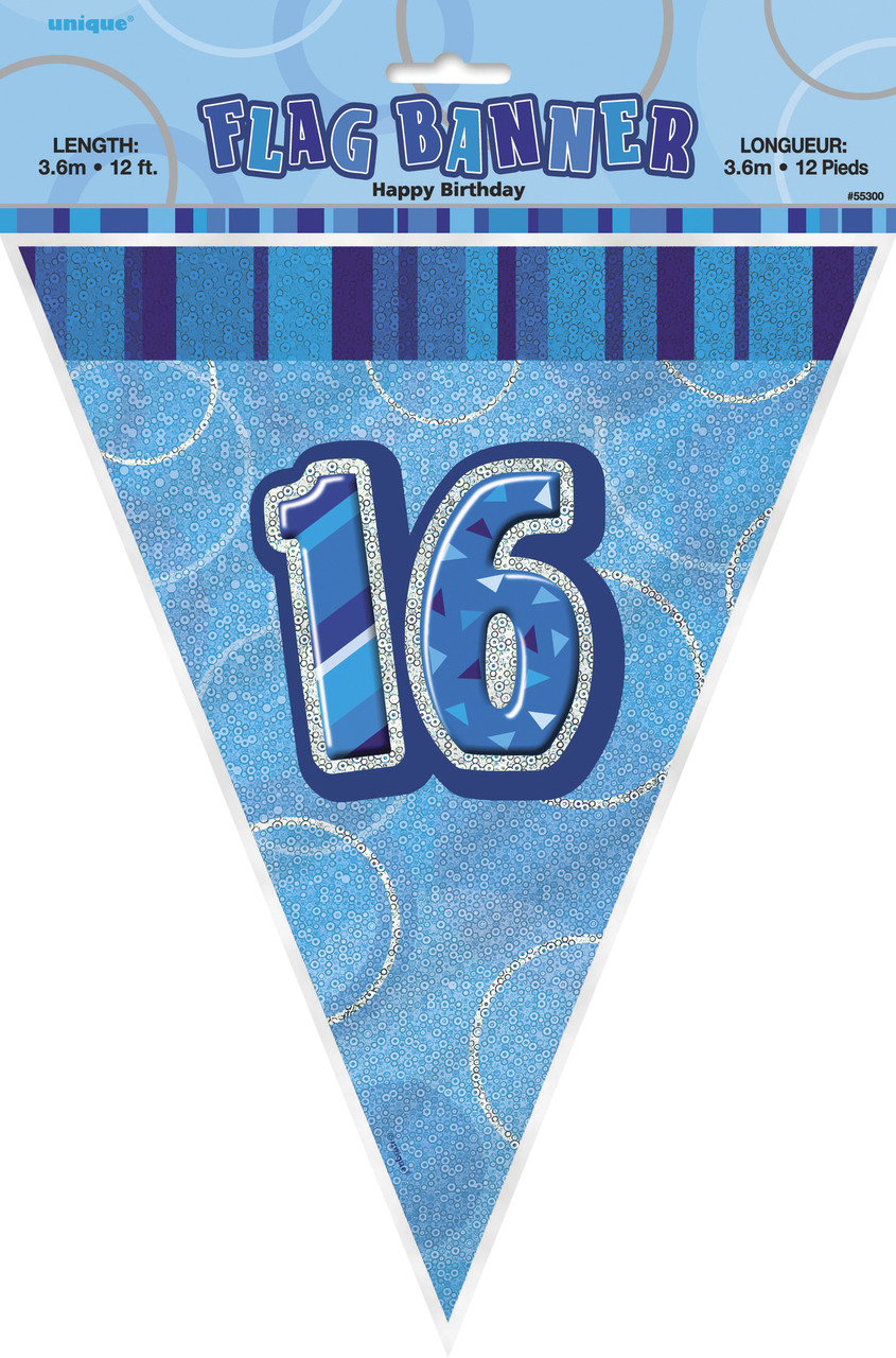 GLITZ BLUE  16th FLAG BANNER 3.65m (12') Code 55301