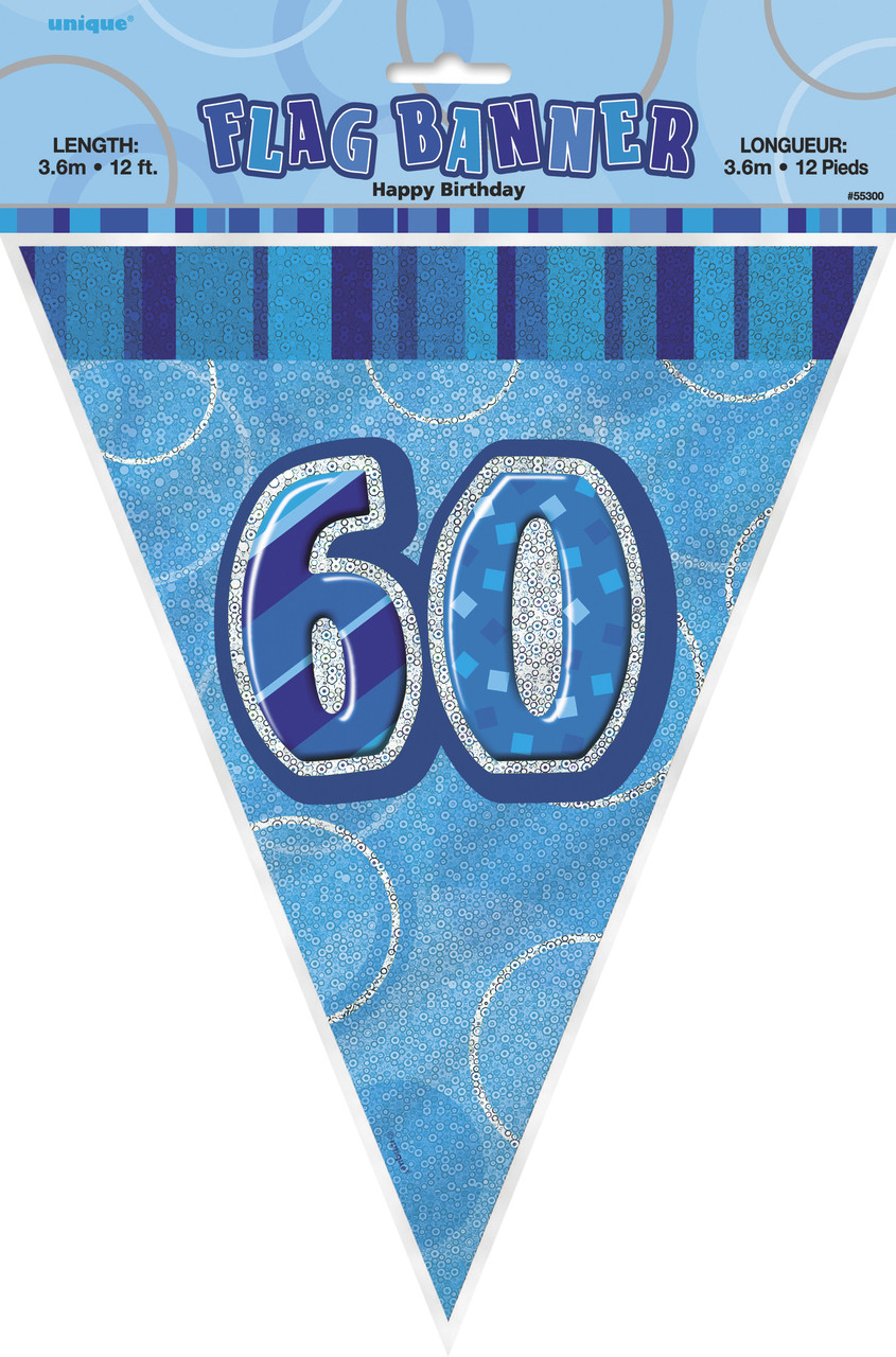 GLITZ BLUE 60th FLAG BANNER 3.65m (12') Code 55307