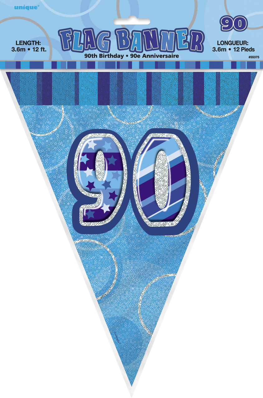 GLITZ BLUE 90th FLAG BANNER 3.65m (12') Code 55375