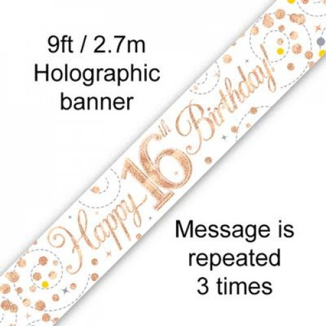 SPARKLING FIZZ  ROSE GOLD  FOIL BANNER 16TH BIRTHDAY