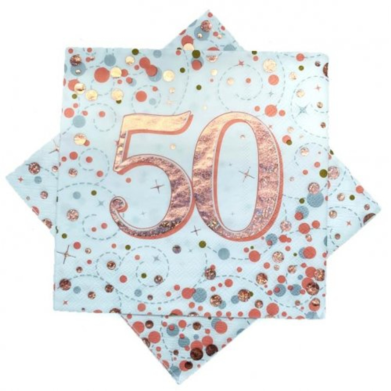 SPARKLING FIZZ ROSE GOLD 50TH BIRTHDAY NAPKINS PACK 16  Code 635807