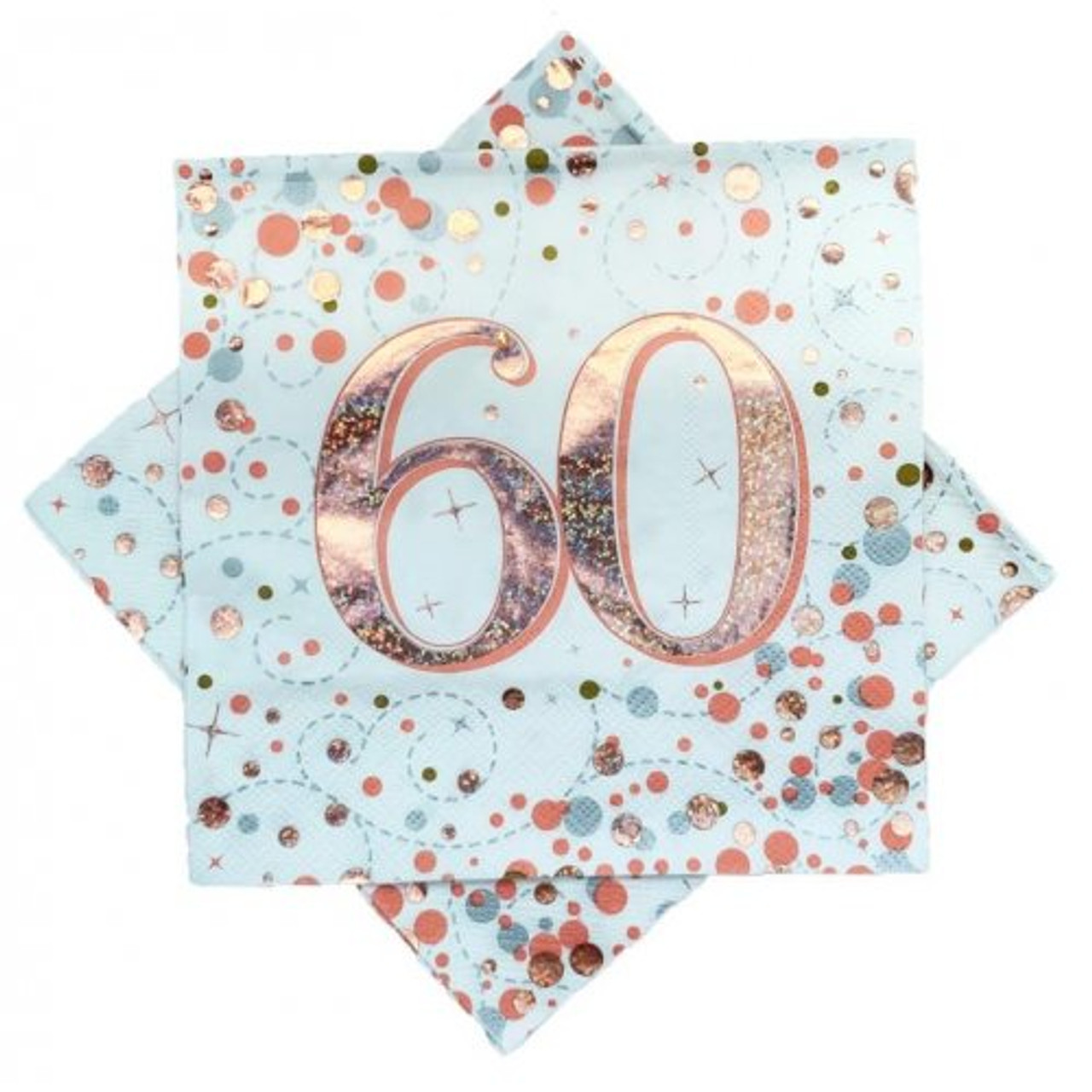 SPARKLING FIZZ ROSE GOLD 60TH BIRTHDAY NAPKINS PACK 16  Code 635814