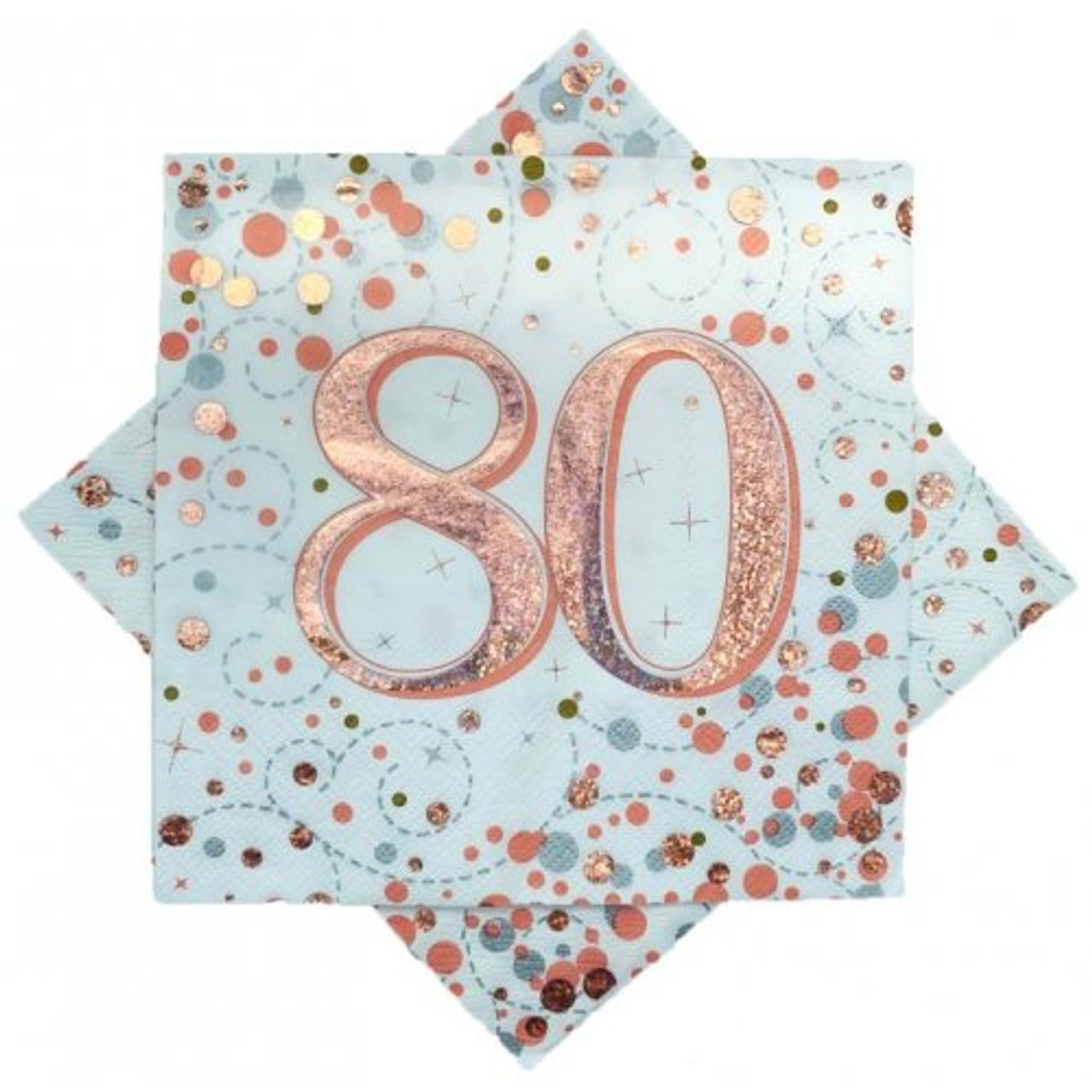 SPARKLING FIZZ ROSE GOLD 80TH BIRTHDAY NAPKINS PACK 16  Code 635845