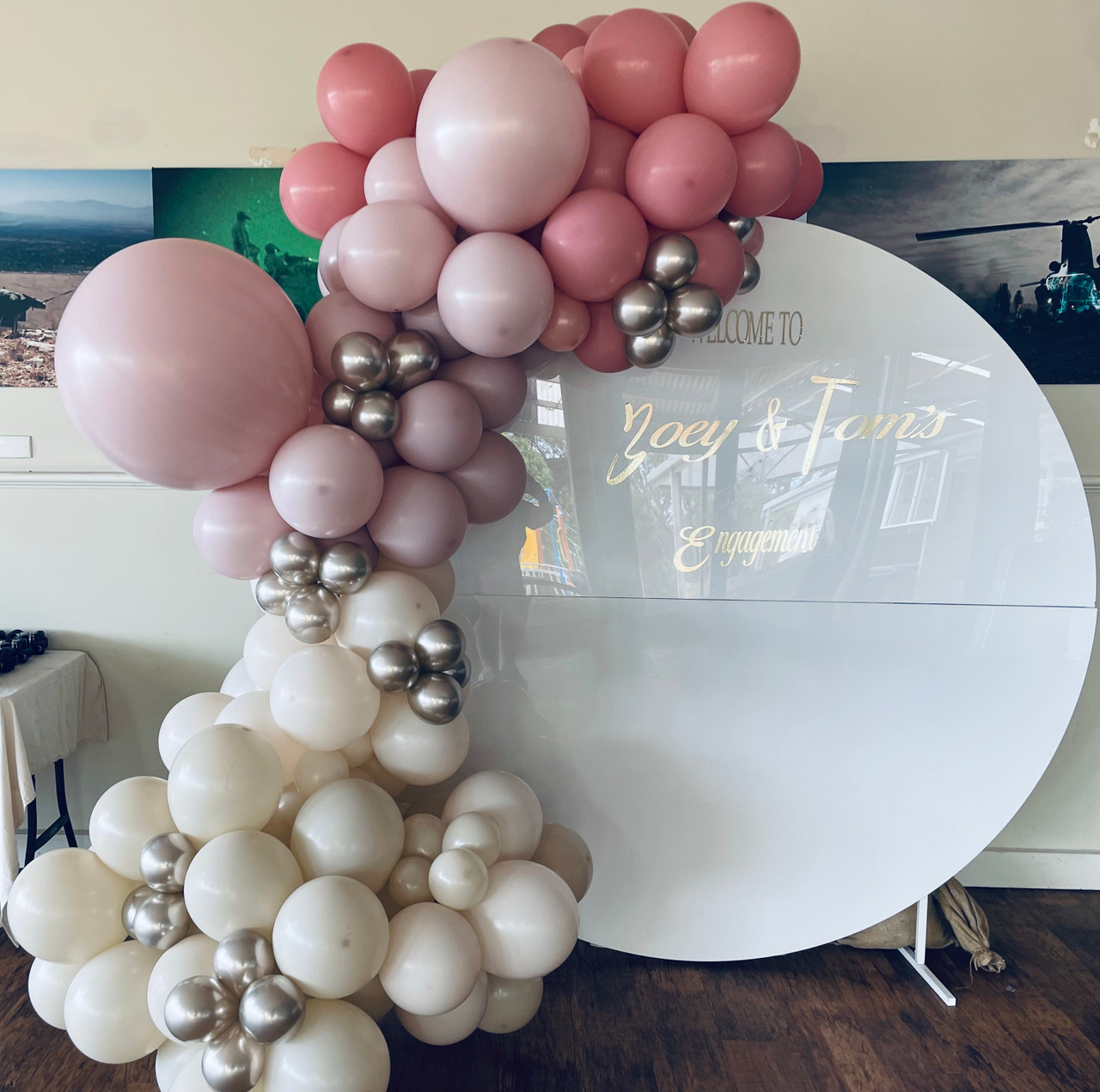 PASTEL BALLOON GARLAND - 3 MTRE from $120 per Mtr (INSTALL AND DELIVERY EXTRA) BACKDROP FOR HIRE $100.00 EXTRA
