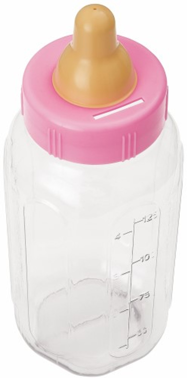 13583 PINK BABY BOTTLE BANK 28CM