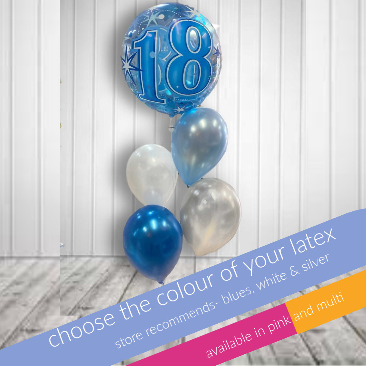 AGE BUBBLE WITH 4 PLAIN LATEX BOUQUET