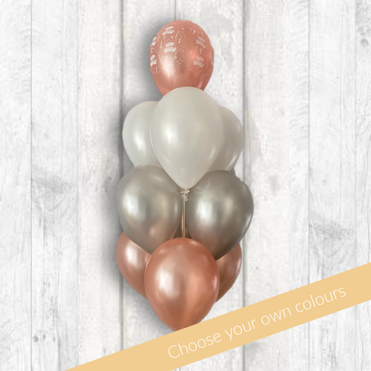 BALLOON ROSE GOLD 10 LATEX BIRTHDAY BOUQUET