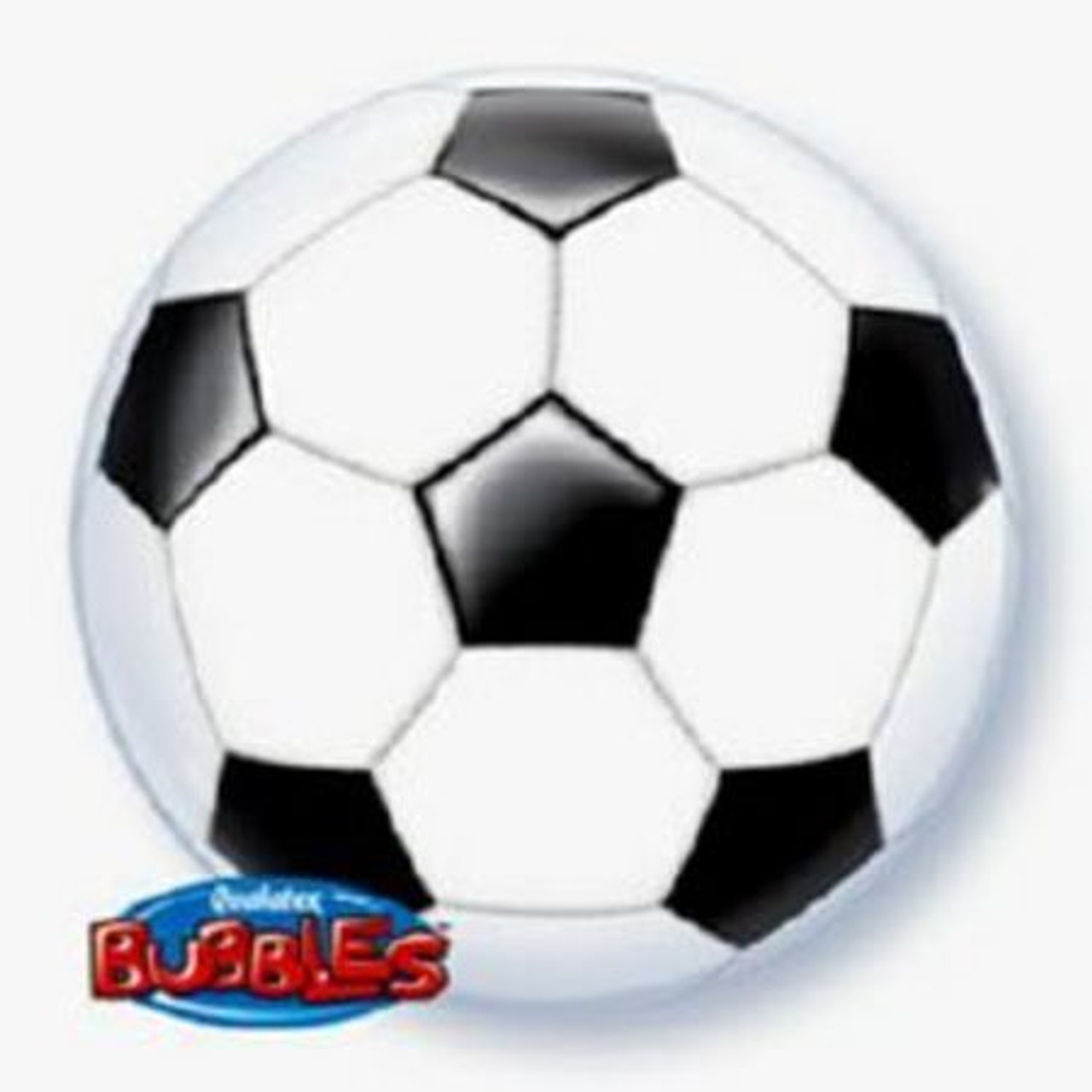 Q19064 SOCCER BALL BUBBLE  BALLOON  56cm -  HELIUM INFLATED & RIBBON