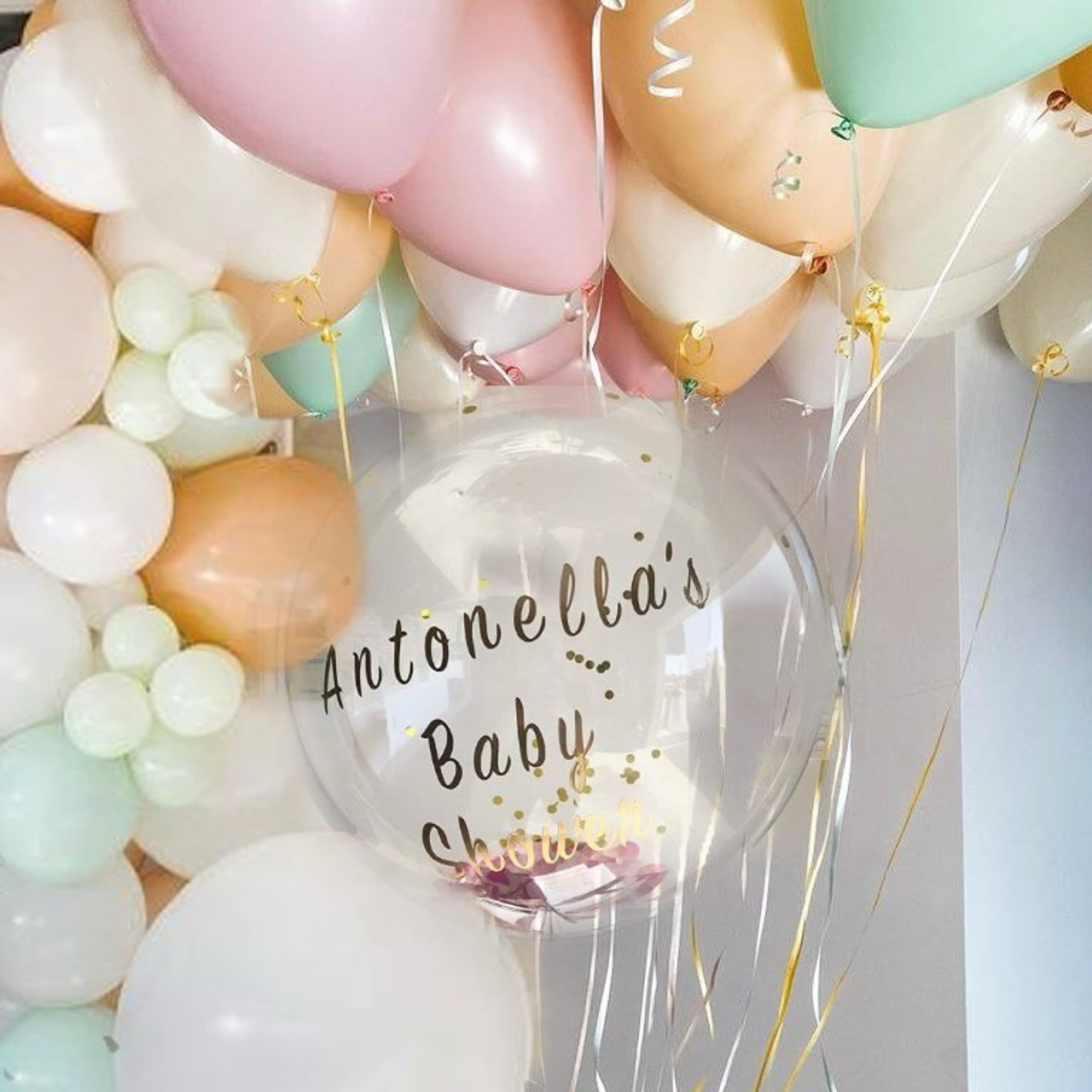Personalised Clear Bubble inside (Choice of Confetti mini Balloons or Feather s  extra  ($10)