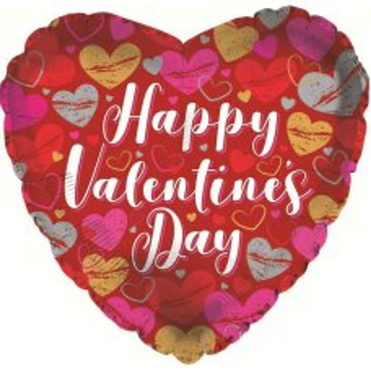 211123 HAPPY VALENTINES HEARTS FOIL BALLOON 45cm uninflated