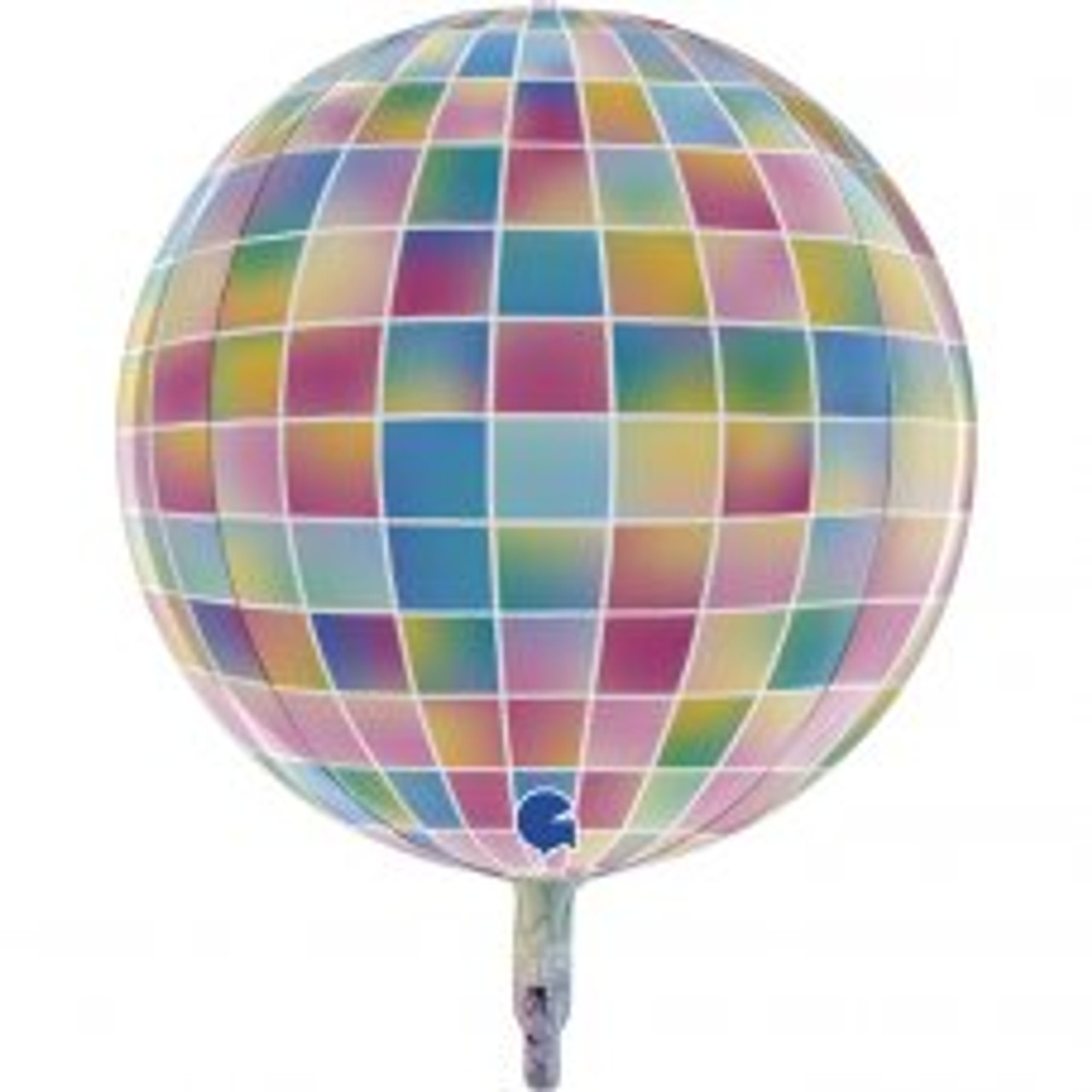 G74008 GLOBE 4D STROBO 15INCH/38CM FOIL BALLOON. INC HELIUM & RIBBON