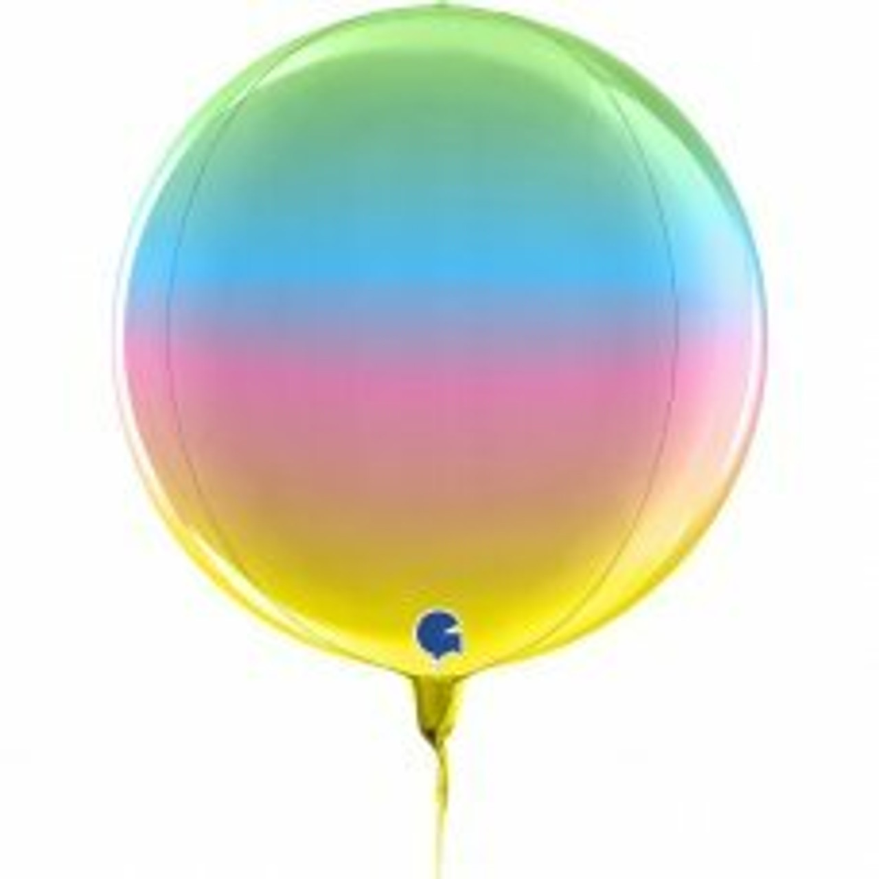 G74006 GLOBE 4D RAINBOW 11''INCH/38CM FOIL BALLOON. INC HELIUM & RIBBON