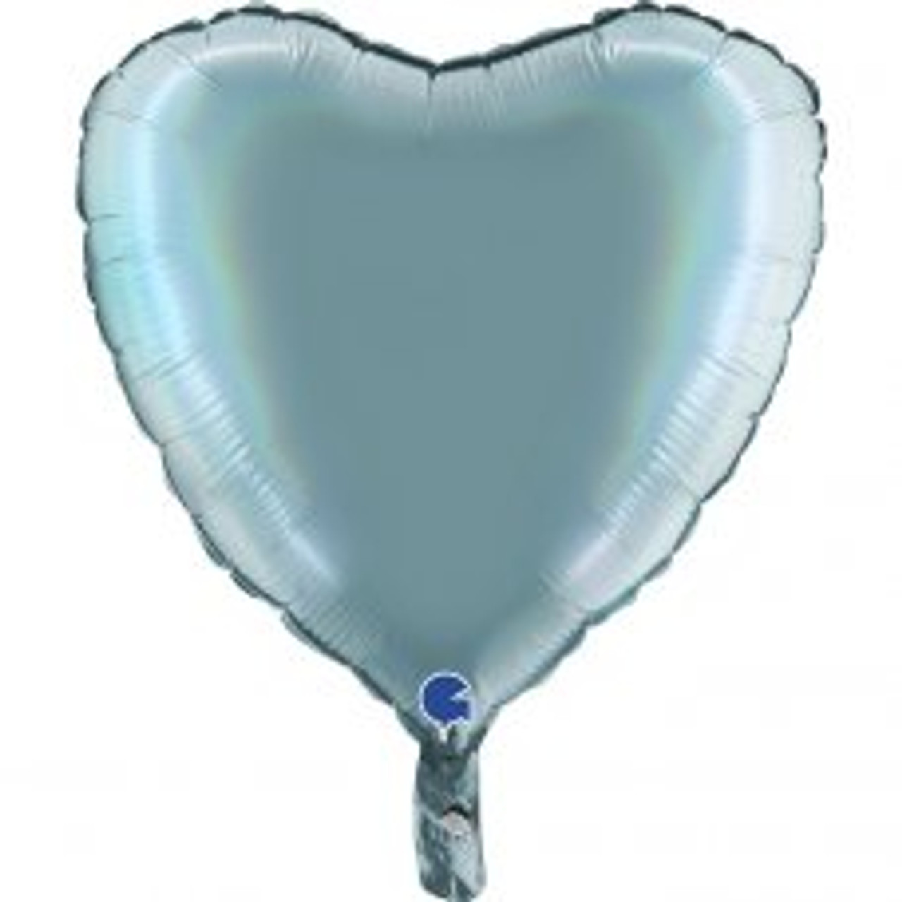 G180P02RHTS HEART MATTE HOLO PLATINUM TENERIFE SEA 45CM/18 INCH FOIL BALLOON. INC HELIUM & RIBBON
