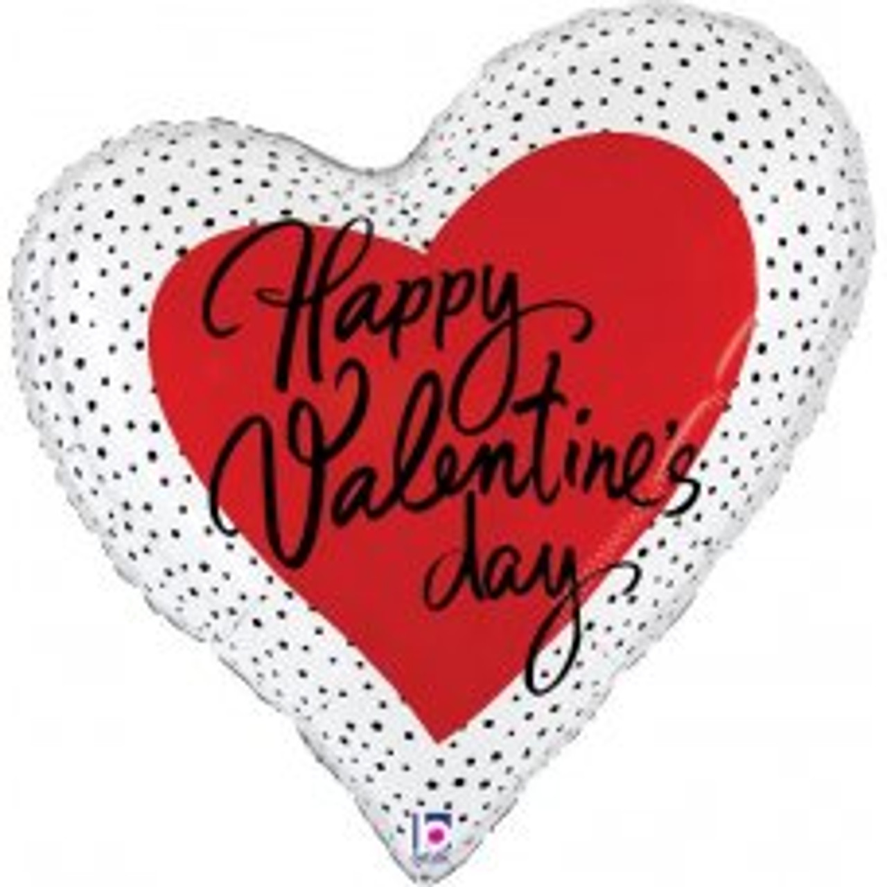 G25158 35 INCH VALENTINE DOTS HEART JUMBO FOIL BALLOON. INC HELIUM & RIBBON