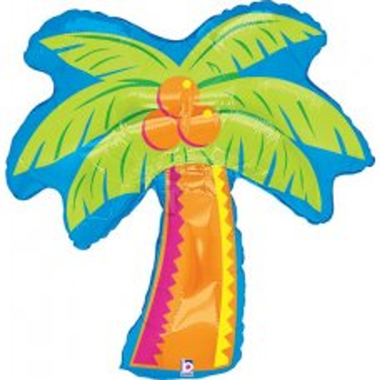 G85329P 37 INCH TROPICAL PALM TREE FOIL BALLOON. INC HELIUM & RIBBON