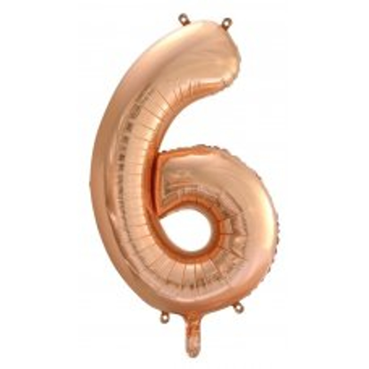 213746 6 NUMERAL ROSE GOLD FOIL BALLOON 87CM/34 INCH . INC HELIUM, WEIGHT, RIBBON