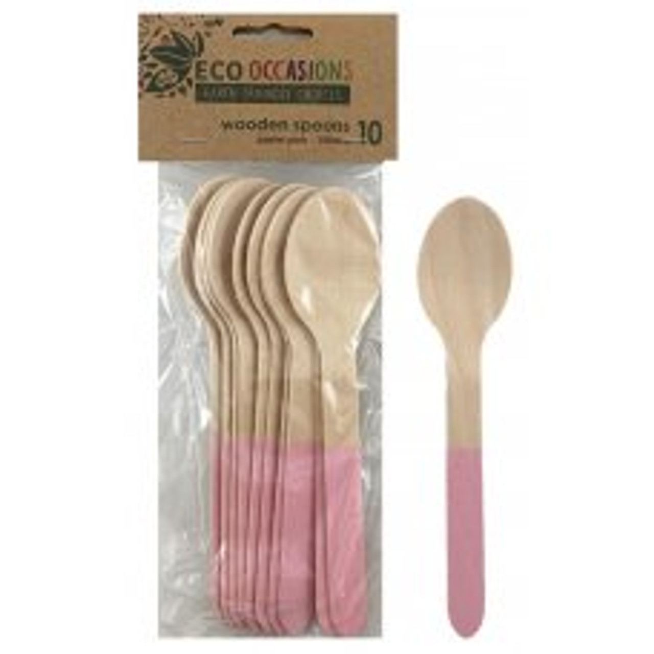 ECO WOODEN CUTLERY LIGHT PINK SPOONS P10