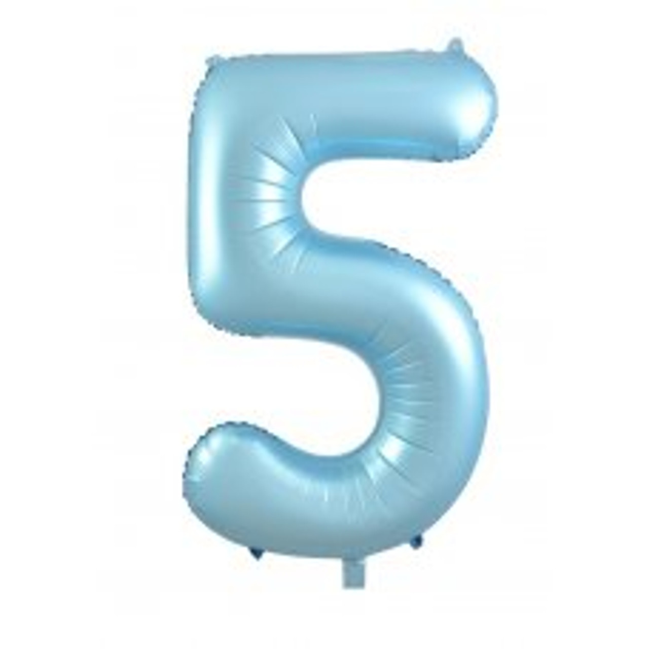 213865 NUMERAL PASTEL BLUE 5 FOIL BALLOON 87CM/34" HELIUM INFLATED, RIBBON AND WEIGHT