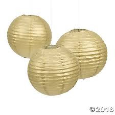 PAPER LANTERN GOLD LARGE 50CM 20 INCH