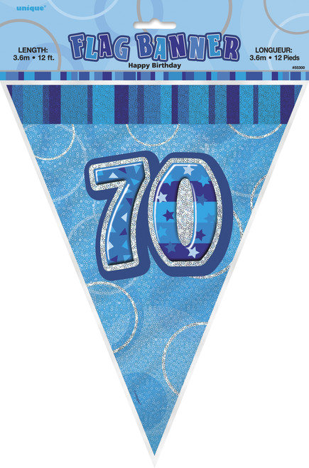 GLITZ BLUE 70th FLAG BANNER 3.65m (12') Code 55309