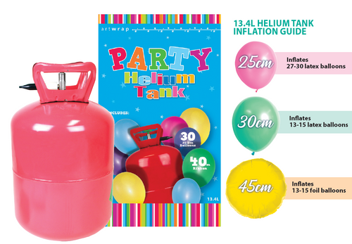 Helium Tank (disposable) 30 Balloons & Ribbon Kit Code E930