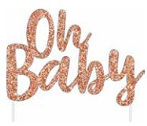 E5464 CAKE TOPPER GOLD GLITTER OH BABY