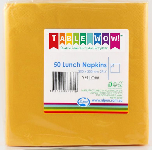 380125 YELLOW LUNCH 30 X 30CM PACK 50