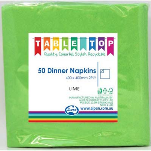 380222 LIME DINNER 40 X 40CM PACK 50