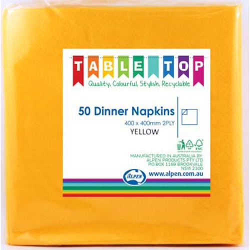 380225 YELLOW DINNER 40 X 40CM PACK 50