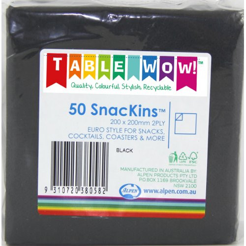 380058 BLACK SNACKIN 20 X 20CM PACK 50