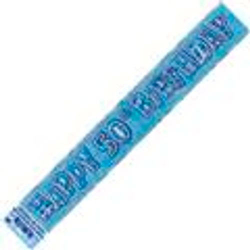 90126 GLITZ BLUE FOIL BANNER 50th BIRTHDAY